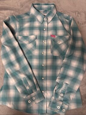 Dixxon “Vixxon” Teal and White Plaid Button-Down Shirt